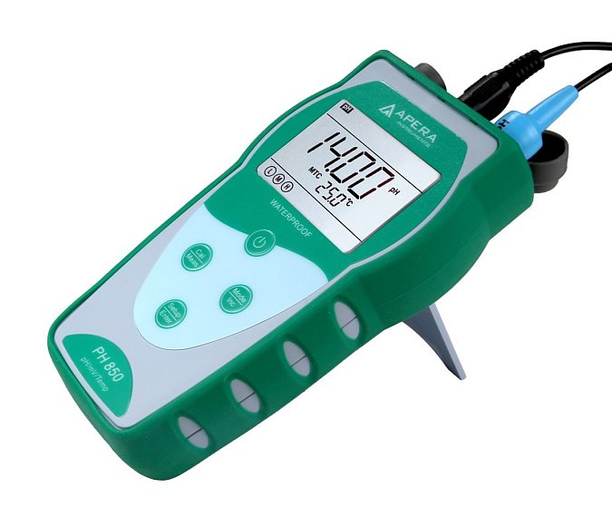 sklápěcí stojánek u pH 850 i pH 8500 usnadňuje práci na laboratorním stole