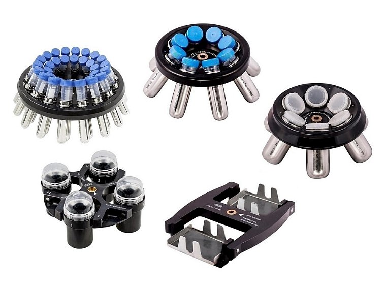 Rotory, závěsy a adaptéry pro centrifugy XS NEYA 8, 10, 10R, 16 a 16R
