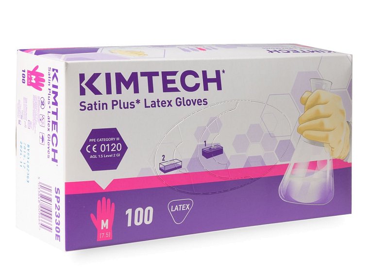 Rukavice latexové Satin plus, jednorázové, s ochranou proti virům