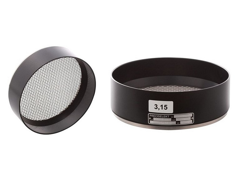 Síto analytické Preciselekt, třídicí médium drátěná tkanina, rám z černého lakovaného hliníku, neověřené