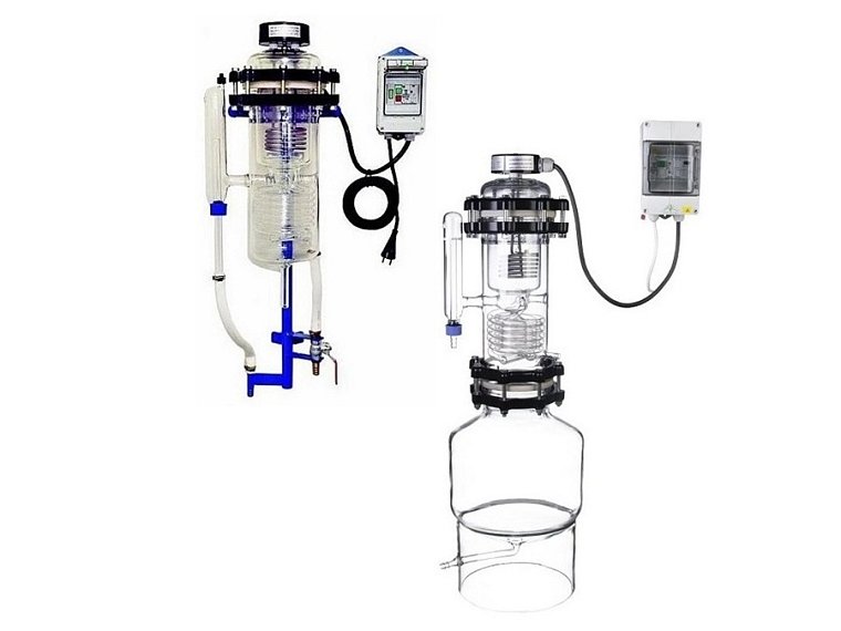 Skleněný destilační přístroj na vodu, výkon 3,5 – 4 l/h