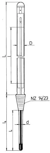 Teploměr s normalizovaným zábrusem NZ 14,5/23