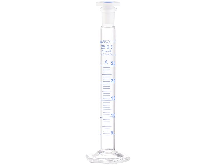 Válec odměrný s NZ, třída přesnosti A, modrá graduace, plastová zátka