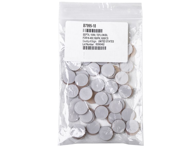 septa PTFE/silikon pro víčka ND18, tloušťka 2,5 mm (objednávají se samostatně)