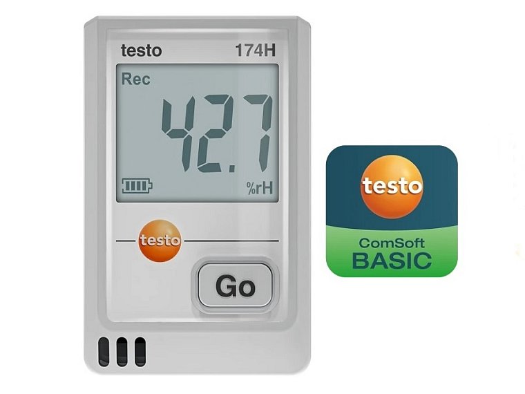 typ 174 H s rozhraním USB-C a PC softwarem testo ComSoft Basic