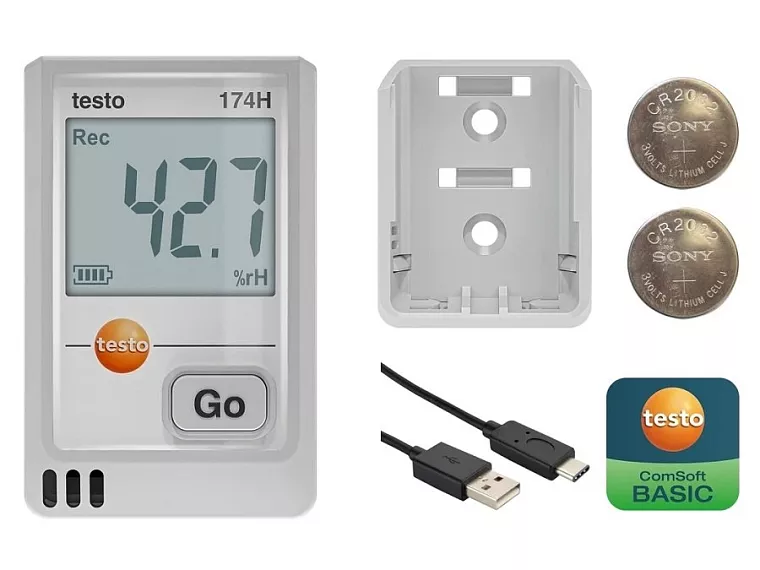 typ 174 H s rozhraním USB-C a PC softwarem testo ComSoft Basic