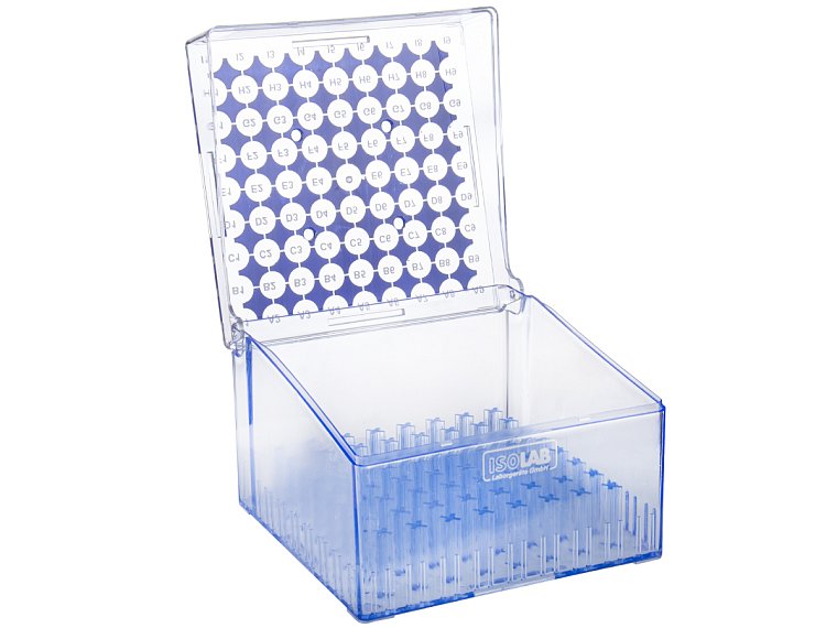 kryobox s víkem pro 81 ks kryozkumavek o objemu 5,0 ml, alfanumerická síť pro snadnou identifikaci vzorků